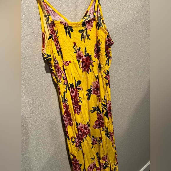 344. NWT Womens Yellow Floral Sundress Maxi Dress Spaghetti Strap Ruffle Hem XXL - Picture 5 of 5